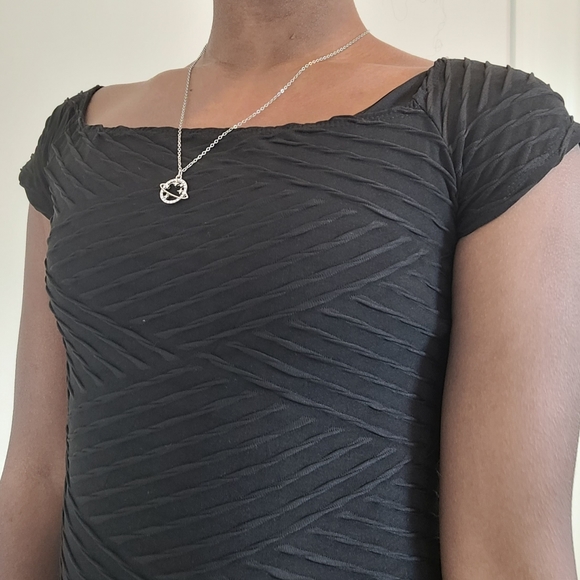 Striped black evening dress - Picture 2 of 4